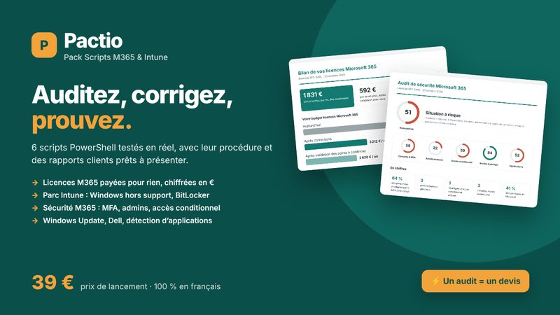 Couverture du Pack Scripts Microsoft 365 et Intune